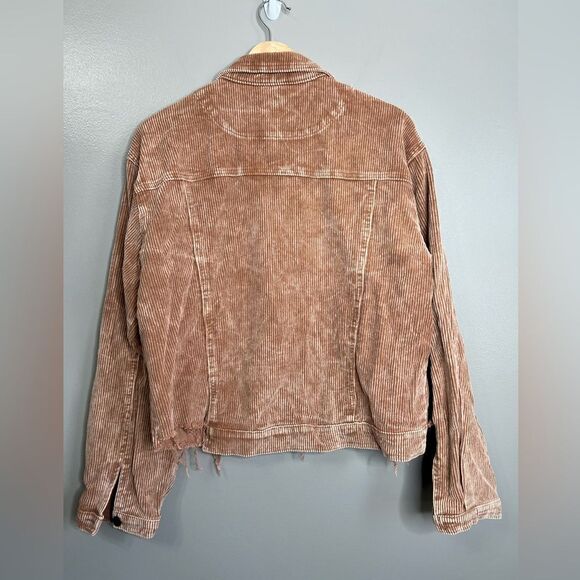 POL light brown corduroy distressed jacket size large edgy rocker spring fall - Picture 5 of 6
